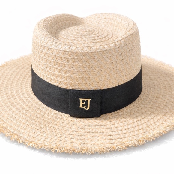 Eric Javits Cream Fedora with Black Band - Picture 3 of 5